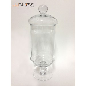 (AMORN) Jar C19/26 - Handmade Colour Dozen Transparent Glass Cover, Height 28.5 cm.
