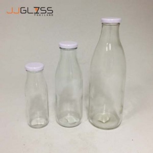 (AMORN) MILK BOTTLE - Transparent Handmade Glass Bottles