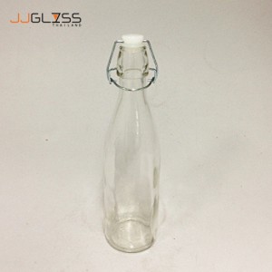 (AMORN) ROUND BOTTLE 149 - 0.5L. - Transparent Handmade Glass Bottles High-tasted Snap Lock Cover 18oz. (500ml.)