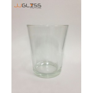 (AMORN) Vase 742/16cm. - แจกันแก้ว แฮนด์เมด เนื้อใส ทรงปากบาน ความสูง 16 ซม.    