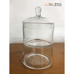 (AMORN) Candy Jar 30cm. - Handmade Colour Dozen Transparent Glass Cover, Height 30 cm.