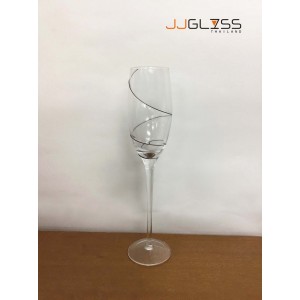 Champange 25 cm. PoTe Black- Transparent Handmade Colour Glass 