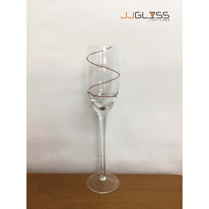Champange 25 cm. PoTe Red - Transparent Handmade Colour Glass 