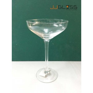 Champange Saucer 19 cm. - Transparent Handmade Colour Glass Legs 5 oz. (150 ml.)