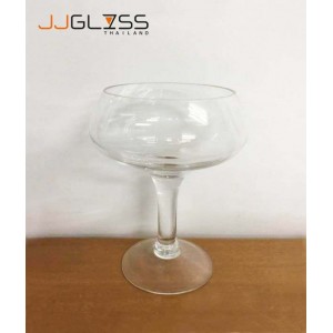 Champange Saucer 20 cm. - Transparent Handmade Colour Glass Legs 1,000 ml.