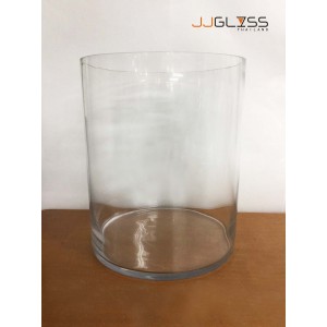 Cylinder Vase 25/30 - Transparent Handmade Colour, Tall  Cylinder Vase, 30 cm.