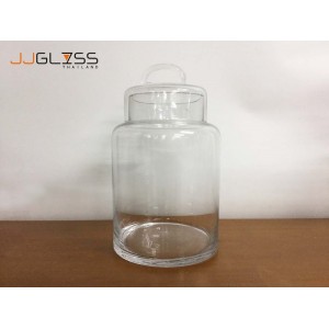 (AMORN) Jar C12/24cm. - Handmade Colour Dozen Transparent Glass Cover, Height 25 cm.