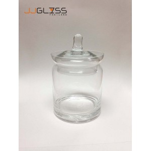 (AMORN) Jar C16/15 - Handmade Colour Dozen Transparent Glass Cover, Height 19.7 cm.