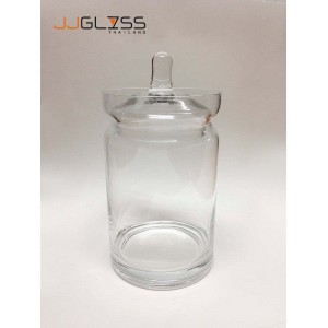 (AMORN) Jar C16/20 - Handmade Colour Dozen Transparent Glass Cover, Height 24 cm.