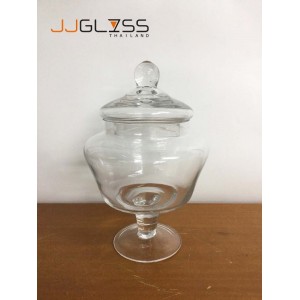 (AMORN) - Jar C20/18 - Handmade Colour Dozen Transparent Glass Cover, Height 25 cm.