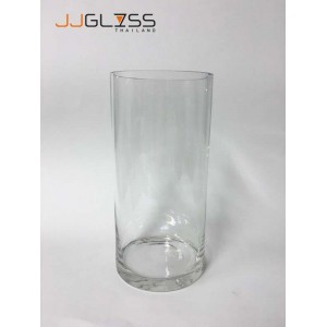AMORN. LD 12/25 - Tall Clear Glass Cylinder Vase, Height 25 cm.