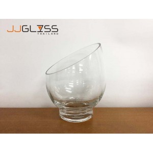 (AMORN)  LOTUS 14/18 OB - Transparent Handmade Colour Vase, Height 19 cm.
