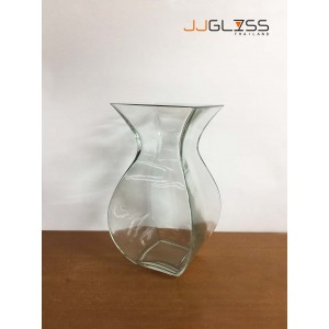 Old Fashion Square Vase - Transparent Handmade Colour Vase, Height 23 cm.