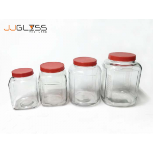 AMORN) - PICKLED JAR (REDCAP) - ขวดโหลแก้ว แฮนด์เมด เนื้อใส ฝาพลาสติกแดง มี 4 ขนาด