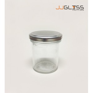 AMORN- SPICES JAR 120ML (SILVER CAP) - Transparent Handmade Glass Bottles 4 1/4oz. (120 ml.)