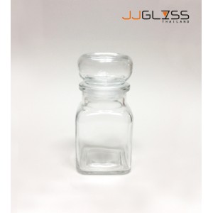 AMORN- SPICES JAR 145ML. (GLASS CAP) - Transparent Handmade Glass Bottles 5 1/4oz. (145 ml.) 