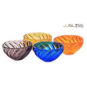 Bowl 12.5 cm. NRB - Handmade Colour Bowl , With Stripe 11 oz. (300 ml.)
