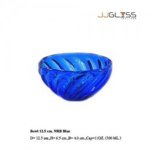 Bowl 12.5 cm. NRB Blue - Handmade Colour Bowl , With Stripe Blue 11 oz. (300 ml.)