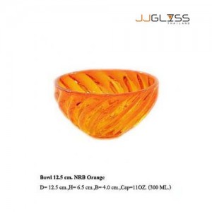 Bowl 12.5 cm. NRB Orange - Handmade Colour Bowl , With Stripe Orange 11 oz. (300 ml.)
