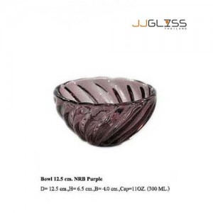 Bowl 12.5 cm. NRB Purple - Handmade Colour Bowl , With Stripe Purple 11 oz. (300 ml.)