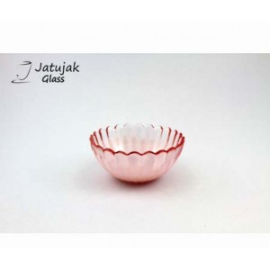 Bowl 125/12 Pink Bottom Milky White - Handmade Colour Glass, Pink Bottom Milky White 9 oz. (250 ml.)