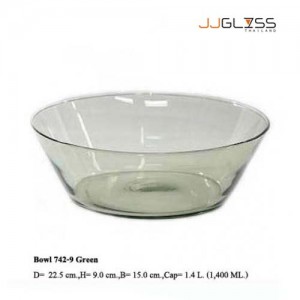 Bowl 742-9 Green - Handmade Colour Bowl , Wide Mouth Green 1.4 L. (1,400 ml.)