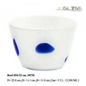 Bowl 054-22 cm. MTM - Handmade Colour Bowl , Milky White Tam Milky Blue 3.3 L. (3,300 ml.)