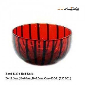 Bowl 11.5-6 Red Rock - Handmade Colour Bowl , Red Line Black 12 oz. (350 ml.)