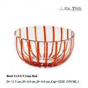 Bowl 11.5-6 V.Line Red - Handmade Colour Bowl With Vertical Red 12 oz. (350 ml.)