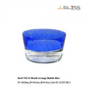 Bowl 742-14 Mouth Arrange Bubble Blue - Handmade Colour Bowl , Mouth Arrange Bubble Blue 4.1 L. (4,025 ml.)