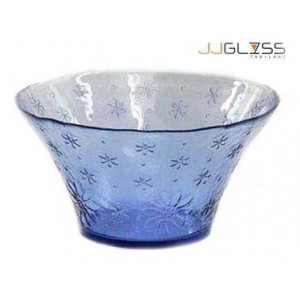 Bowl Deep Flower 29 cm. Blue - Handmade Colour Bowl , With Deep Flower Blue 4.2 L. (4,200 ml.)