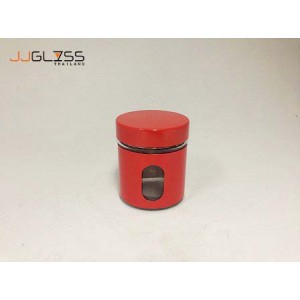 BT OVT-0.3 L. - Handmade Colour Dozen Transparent Plastic Cover Red 0.3 L. (300 ml.) 
