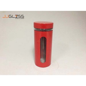 BT OVT-0.7 L. - Handmade Colour Dozen Transparent Plastic Cover Red 0.7 L. (700 ml.) 