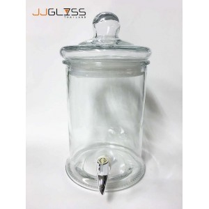 JUICE DISPENSER 4.4L. - Handmade Colour Dozen Transparent Glass Cover  (4,400 ml.)