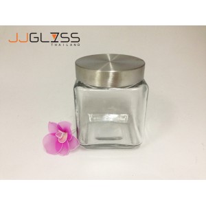 Jar 9907S - Handmade Colour Dozen Transparent Aluminum Lid, Height 15 cm.