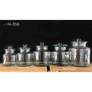 PICKLED JAR (GLASS CAP) Large - Handmade Colour Dozen Transparent 
