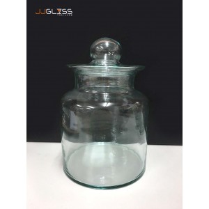 PICKLED JAR 2P (GLASS CAP) - Handmade Colour Dozen Transparent  (1,100ml.)