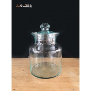 PICKLED JAR 4P (GLASS CAP) - Handmade Colour Dozen Transparent  (2,000ml. / 2L.)