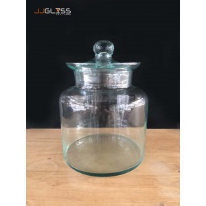 PICKLED JAR 6P (GLASS CAP) - Handmade Colour Dozen Transparent  (3,000ml. / 3L.)