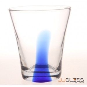 LUCE- Glass 732/11 One Line Blue - Handmade Colour Glass With One Line Blue 12 oz. (350 ml.)