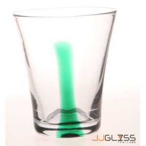 LUCE- Glass 732/11 One Line Green - Handmade Colour Glass With One Line Green 12 oz. (350 ml.)
