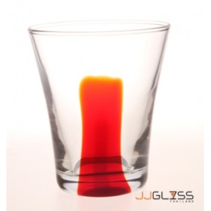 LUCE- Glass 732/11 One Line Red - Handmade Colour Glass With One Line Red 12 oz. (350 ml.)