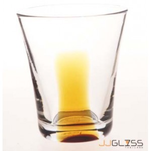 LUCE- Glass 732/9.5 One Line Amber - Handmade Colour Glass With One Line Amber 8 oz. (225 ml.)