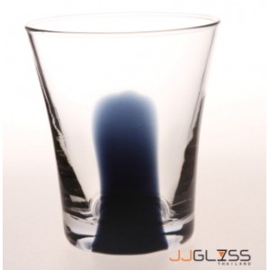 LUCE- แก้ว 732/9.5 One Line ดำ - แก้วน้ำ แฮนด์เมด รูปทรงเว้ากลาง ตัวใส ลายเส้นตรงสีดำ 8 ออนซ์ (225 มล.)