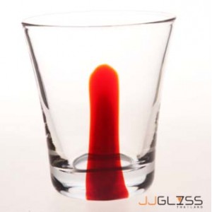 LUCE- Glass 732/9.5 One Line Red - Handmade Colour Glass With One Line Red 8 oz. (225 ml.)