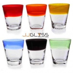 LUCE- Glass 742/10.5-2 Tones - Handmade Colour Glass, Bottom crystal Colored mouth 12 oz. (350 ml.)
