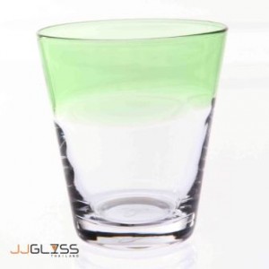 LUCE- Glass 742/10.5-2 Tones Light Green - Handmade Colour Water Glass, Bottom crystal Light Green mouth 12 oz. (350 ml.)