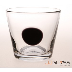 LUCE- แก้ว 755/8.5 ตะวันดำ - แก้วน้ำ แฮนด์เมด รูปทรงกรวย ตัวใส ลายจุดตะวัน สีดำ 12 ออนซ์ (350 มล.)