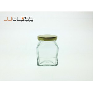 170 ML. Glass Bottle Cover Gold - Wide Mouth Glass Jar, Cover Gold