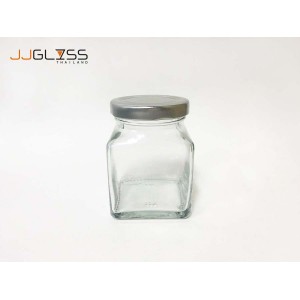 170 ML. Glass Bottle Cover Silver - Wide Mouth Glass Jar, Cover Silver